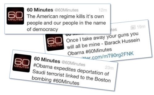 Tweets from hijacked 60 Minutes account