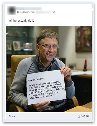 Bill Gates on Facebook message