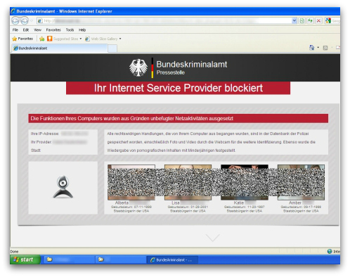 German ransomware lock screen