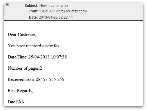 Fax email malware