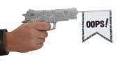 Gun with oops sign. Image from Shutterstock