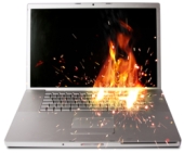 Laptop fire. Image from Shutterstock