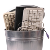 Computer equipment in bin. Image from Shutterstock