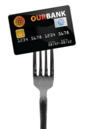 Credit card on fork. Image from Shutterstock