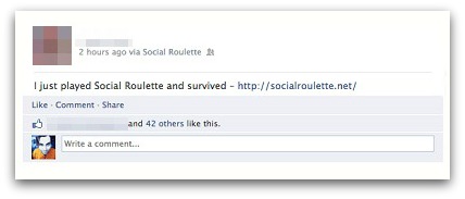 Social roulette Facebook post