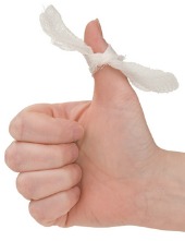 Bandage on thumb, image courtesy of Shutterstock