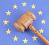 Gavel and EU, image courtesy of Shutterstock
