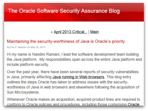 Oracle blog post