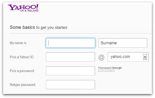 Yahoo login screen
