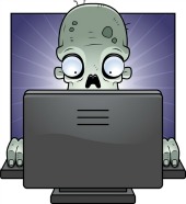 Zombie on computer. Image courtesy of Shutterstock