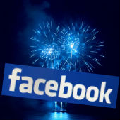 Fireworks and Facebook logo courtesy of Shutterstock and PromesaArtStudio