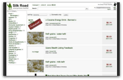 Silk Road Marketplace screenshot from September 2012