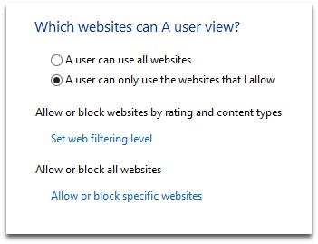 Web filtering - Windows 8