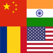 US China India Romania flags