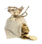 Money spilling out of hole in bag, image courtesy of Shutterstock
