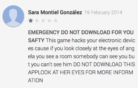 Talking Angela review from the Google Play Store
