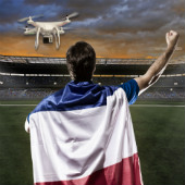 Image of French football and drone, courtesy of Shutterstock