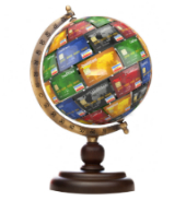 Cards and globe, courtesy of Shutterstock. Composite. 