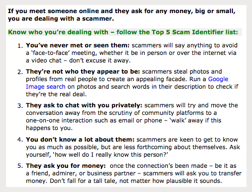 Click to see the tips on the SCAMwatch.gov.au site...