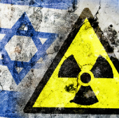 Radiation sign on an Israeli flag, courtesy of Shutterstock