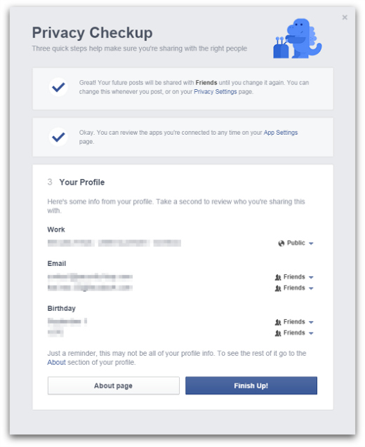 Facebook privacy checkup step 3