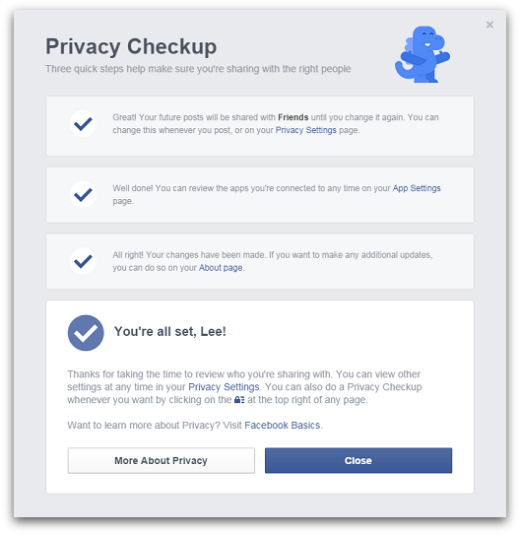 Facebook privacy checkup step 4