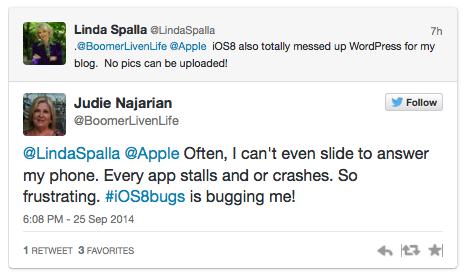 Twitter screenshot2 - iOS 8 bugs