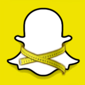 Snapchat logo, with tape measure courtesy of Shutterstock