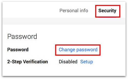 Gmail Change password
