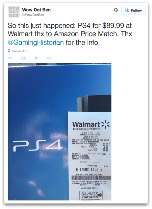 Twitter - wowdotben - Walmart price match