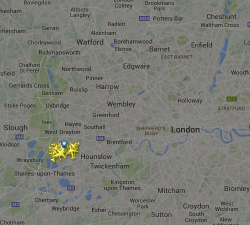 Skies over London - planes grounded at Heathrow