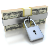 US money with lock - image courtesy of Shutterstock.