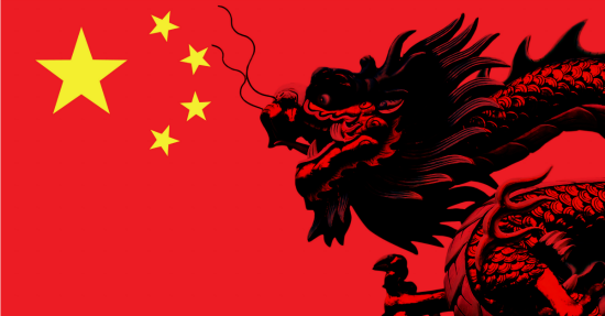 Chinese flag with dragon. Image courtesy of Shutterstock.