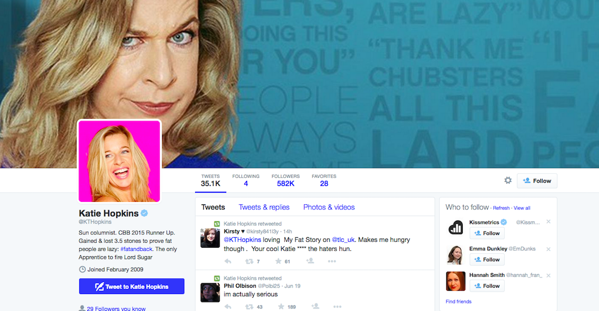 Katie Hopkins has her Twitter account hacked, bogus ‘sex tape’ tweets ...