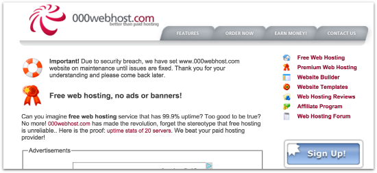 000webhost website maintenance