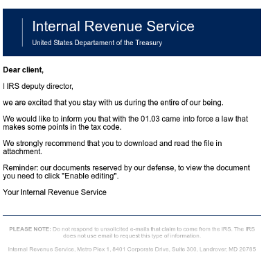 IRS phish ransomware Doc 2017