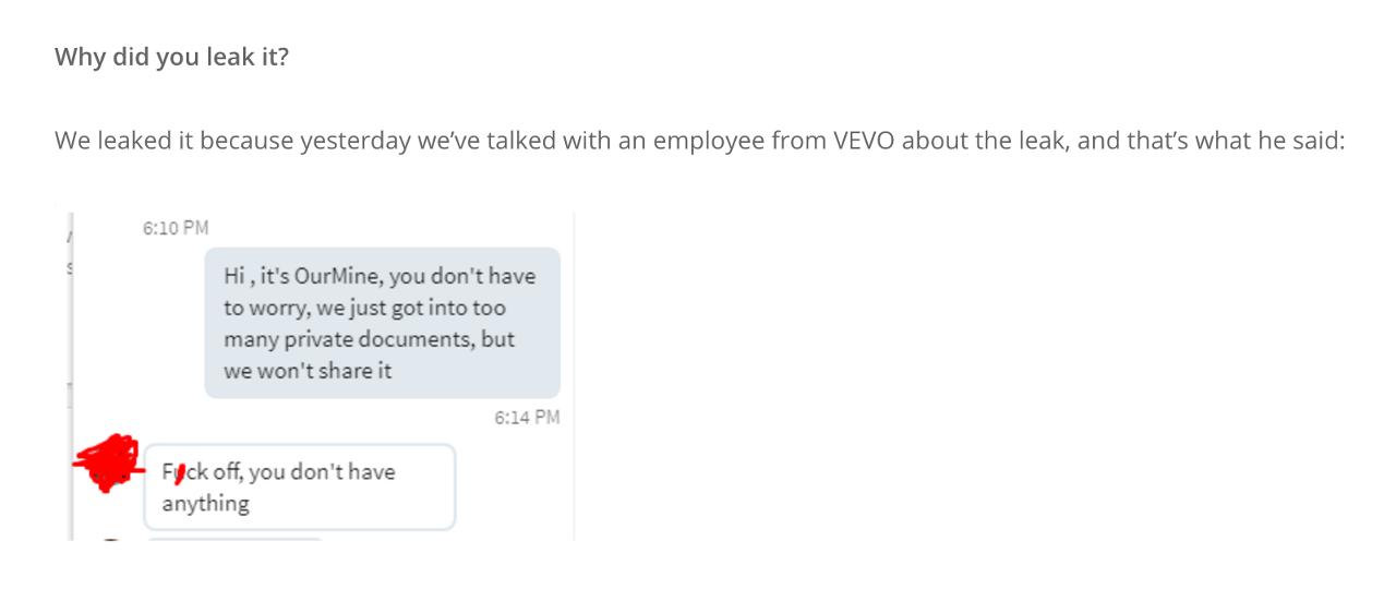 Why OurMine hacked Vevo