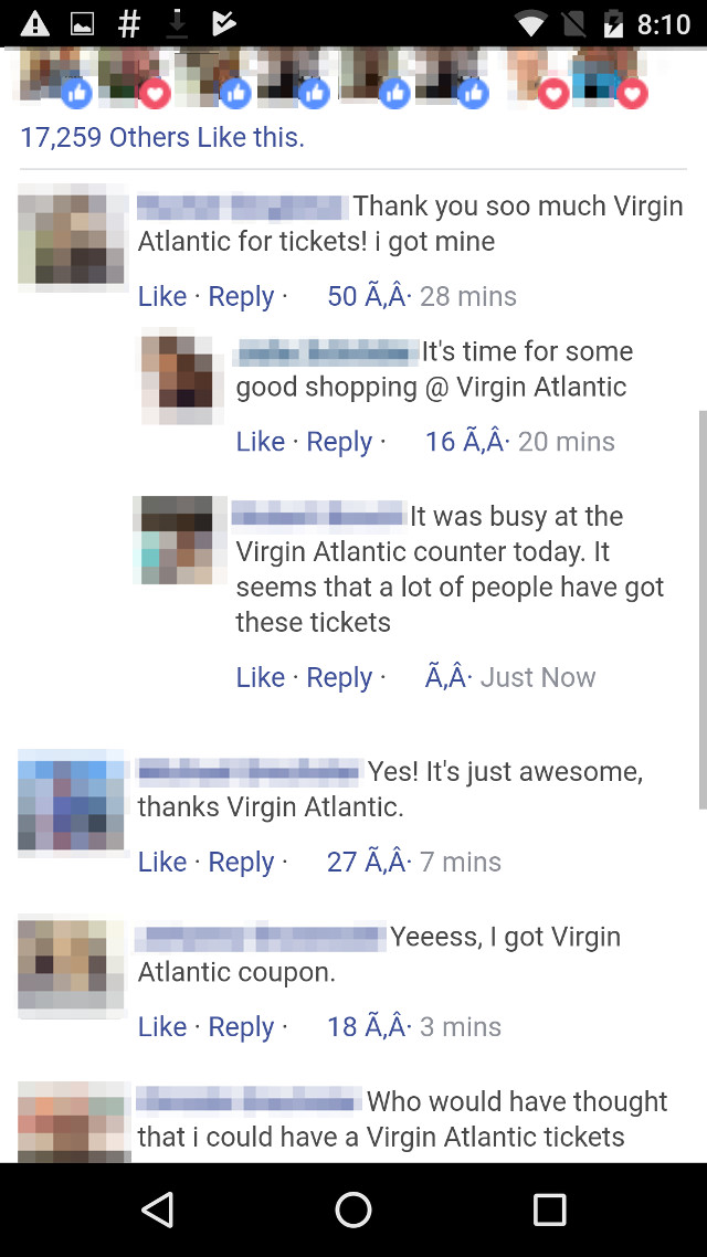 Virgin Atlantic scam