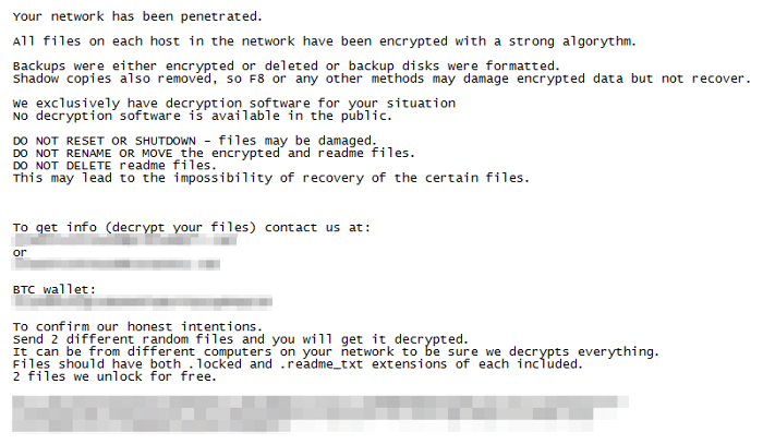 Bitpaymer ransom note