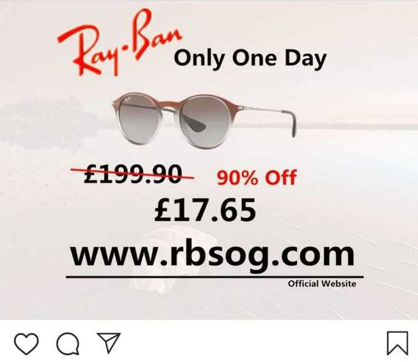 90 off Ray Bans It s a 100 Instagram SCAM Sophos News