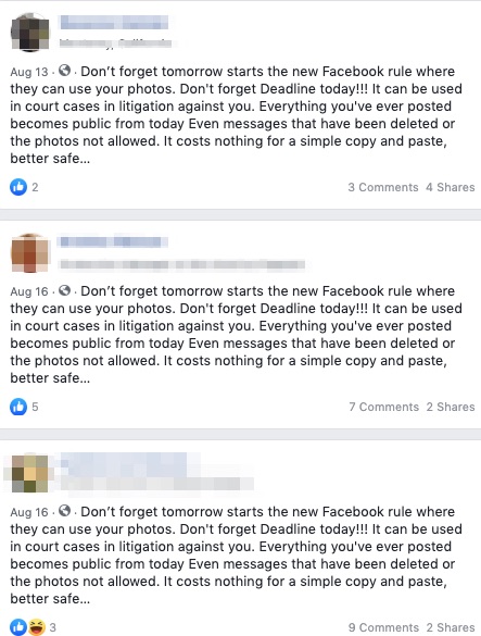 Facebook chain letter 2025 hoax